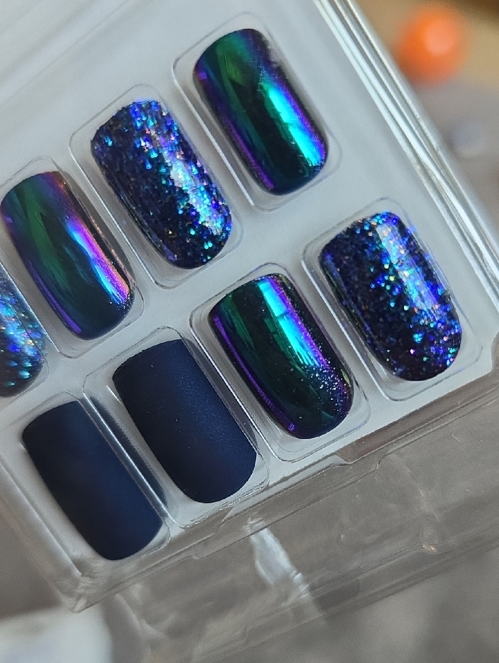 Kiss Press-On Nails Set - Pink Strawberry Accents Blue Galaxy Shimmer Lot Bundle - Picture 2 of 7